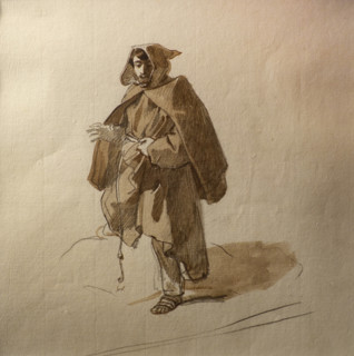 Monk holding a robe monk Late 1820s Bryullov Karl Pavlovich (1799-1852) Italian album