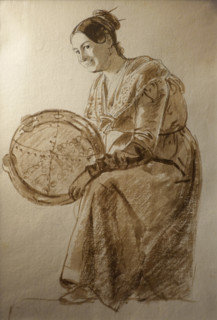 Girl with tambourine Early 1830s Bryullov Karl Pavlovich (1799-1852) Italian album