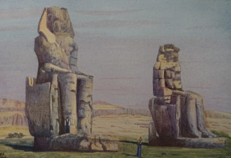 Colossi of Memnon Illustration from the book ""In the Land of Amon-Ra Essays on Egypt"" Author AN Lvov
