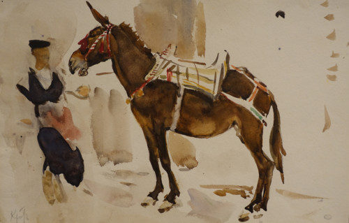 Mule 1907 Serov Valentin (1865-1911) Watercolour and whitewash on paper