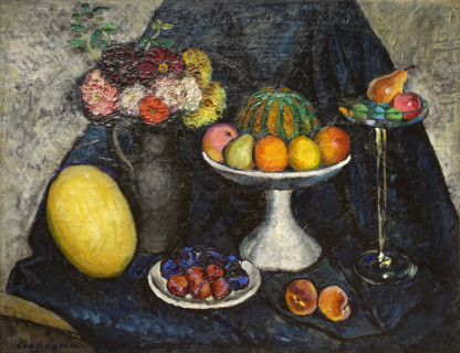 Still Life with Dahlias and Fruits 1915-1916 Mashkov Ilya Ivanovich (1881-1944)