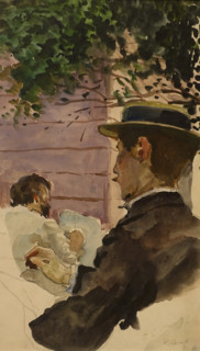 Aleksandr Benois and Leon Bakst, the Artists, at Work 1896 Konstantin Somov (1869-1939)
