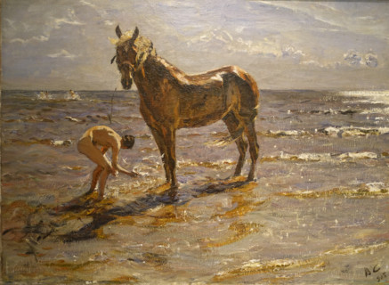 Bathing a Horse 1905 Valentin Aleksandrovich Serov (1865-1911)