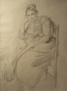 Seated Italian woman Early 1830-s Bryullov Karl Pavlovich (1799-1852) Italian album