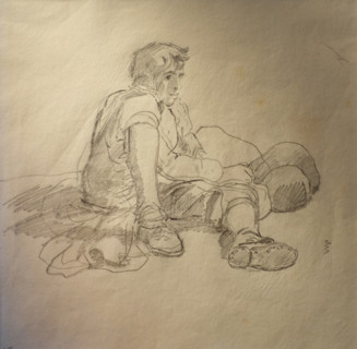 Resting piper End of 1820s Bryullov Karl Pavlovich (1799-1852) Italian album