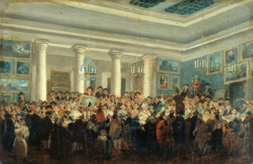 Public sale of paintings.