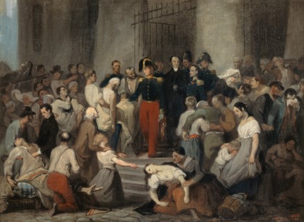 The Duke of Orleans visiting the sick at the Hotel-Dieu during the cholera epidemic.