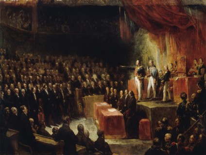 Louis-Philippe taking the oath before the chambers.