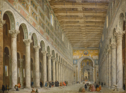 Interior view of the church of San Paolo Fuori le Mura in Rome