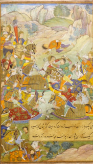 Babur's cavalry fighting Tanbal's troops