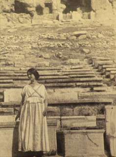 Isadora Duncan (1877-1927) at the ruins of the Theatre of Dionysus in Athens