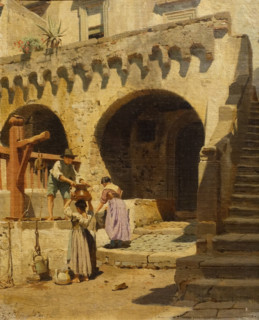 Italian courtyard by Siemiradzki Hendryk (1843-1902)