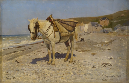 Horse for collecting stones in Veules