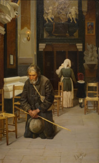 Beggar in a church