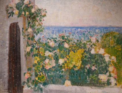 Balcony entwined with flowers