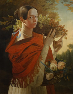 Portrait of a young woman with a basket