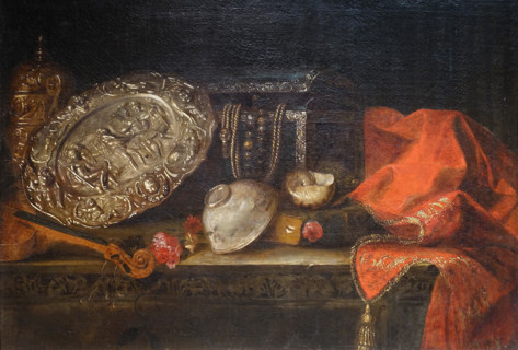 Still Life with Silver Dish and Porcelain Cup