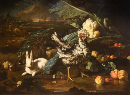 Still Life with Rabbits and a Hen