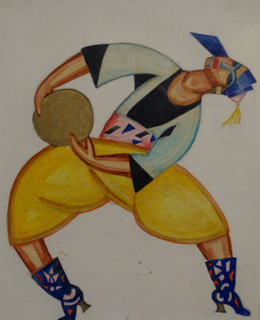 Sketch of a man's costume for a Tatar dance