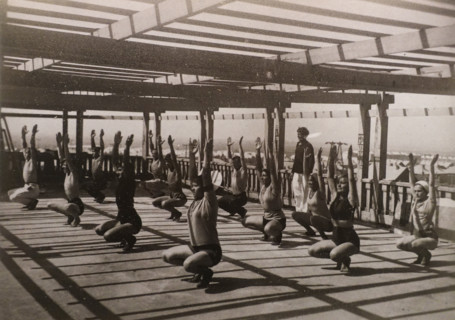Actors doing gymnastics