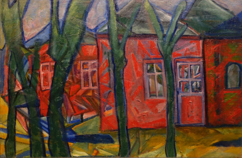 Landscape with red houses