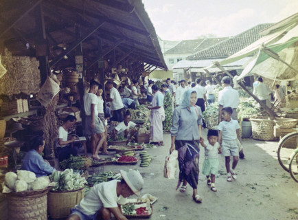 Vegetables on sale at street market in Malaya.