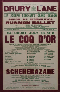 Poster for performances of the 'Russian Ballet of Sergei Dyagelev'