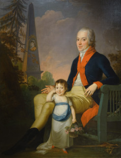 Portrait of an unknown man with his daughter