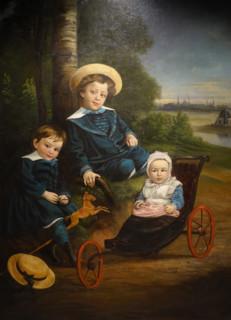 Children on the bank of the Volga with a view of Kazan