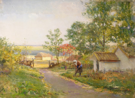 Landscape with a gardener