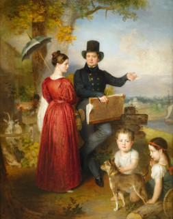 Self-portrait with wife and children