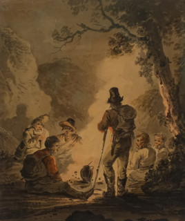 Polish rebels in the forest at night