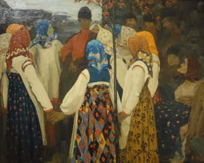 A Man breaking into maidens round dance