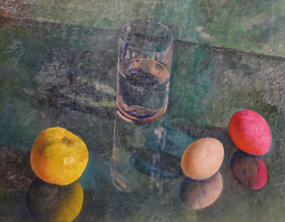 Still life on a green background