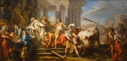 Theseus taming the bull at Marathon