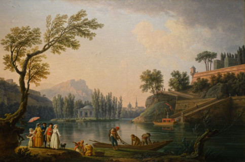 Landscape at sunset (The lake) by Vernet Claude-Joseph (1714-1789)