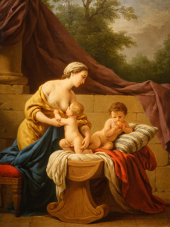 Mother with children  (Allegory of charity) by Lagrenee Louis Jean Francois  (1725-1805)