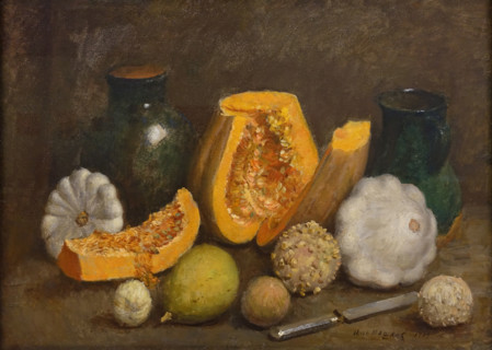 Still Life with a Green Jug and a Sliced ??Pumpkin