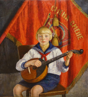Young Pioneer Girl with a Domra