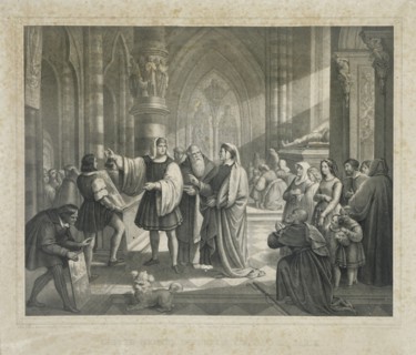 Dante incontra Giotto, litografia metv† XIX secolo (Thomas et imprime par Becquet frv®res v† Paris)