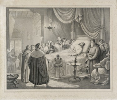 Morte di Raffaello, litografia metv† XIX secolo (Thomas et imprime par Becquet frv®res v† Paris)