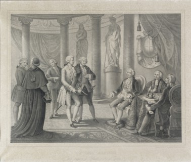 Vittorio Alfieri in visita al re Amedeo II a Torino, litografia (Thomas et imprime par Becquet frv®res v† Paris)