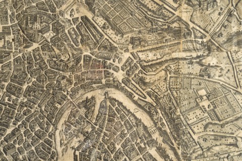 Map of the city of Rome, year 1756, Giovan Battista la Falda engraver, Giacomo de Rossi printer