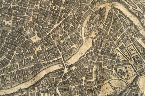 Map of the city of Rome, year 1756, Giovan Battista la Falda engraver, Giacomo de Rossi printer