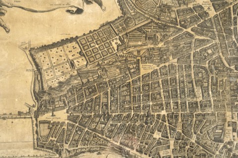 Map of the city of Rome, year 1756, Giovan Battista la Falda engraver, Giacomo de Rossi printer