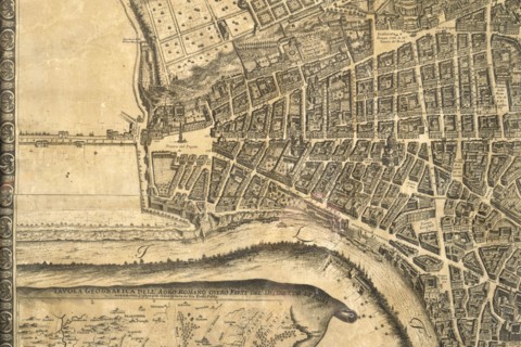 Map of the city of Rome, year 1756, Giovan Battista la Falda engraver, Giacomo de Rossi printer