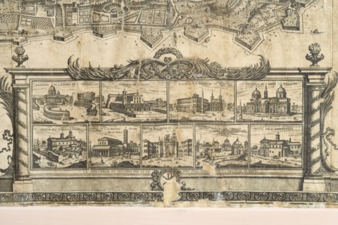 Map of the city of Rome, year 1756, Giovan Battista la Falda engraver, Giacomo de Rossi printer
