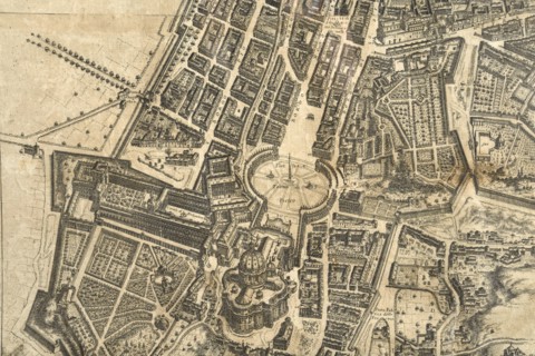 Map of the city of Rome, year 1756, Giovan Battista la Falda engraver, Giacomo de Rossi printer