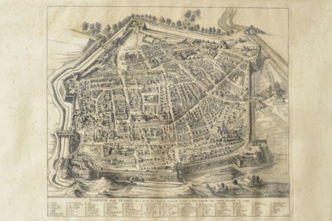 Pierre Mortier, map of Pisaurum vulgo Pesaro de l'Etat de l'Eglise, 17th century, engraving