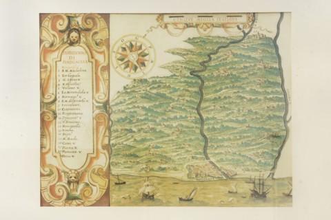 Map of the territories of Sinigallia, 17th century, watercolour engraving